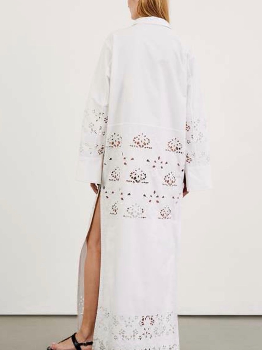 NWT Nili Lotan Louanne white embroidered long poplin dress $850 size L $670 off - Picture 6 of 10